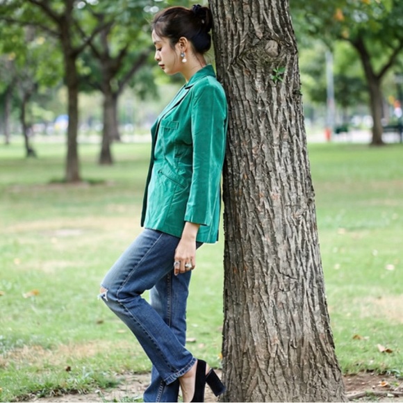 Bagatelle Green Genuine Suede Blazer Size 6 - Picture 4 of 13